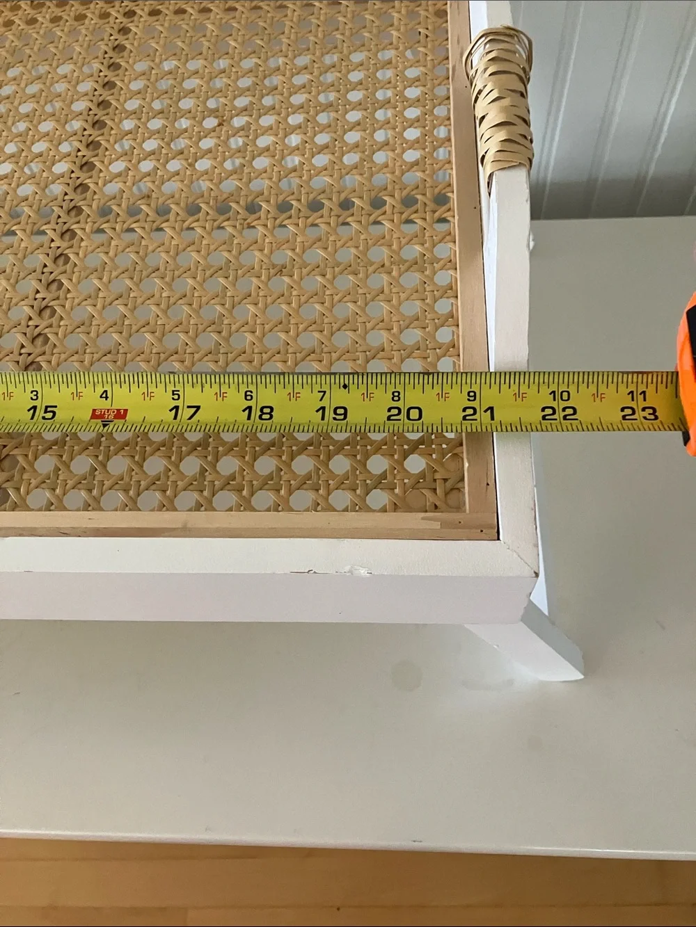 White and Natural Cane Serving Tray - Brand Unspecified